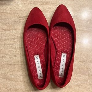 Red Kelly and Katie flats, size 6